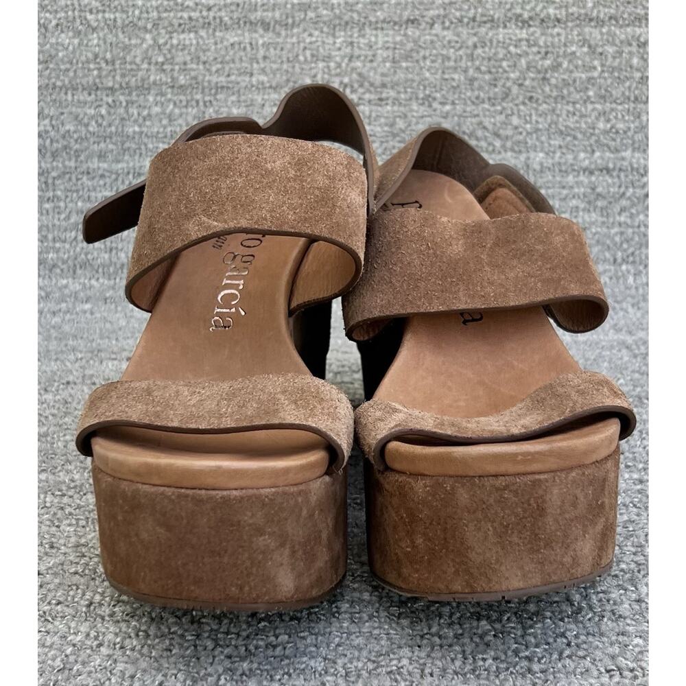 PEDRO GARCIA Dune Platform Wedge Brown Leather Sandals Women's Size 7 US - Picture 4 of 14